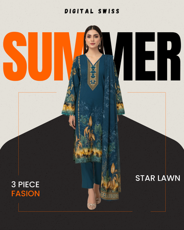 Digital Swiss by Star Lawn PK D#30040 Suit