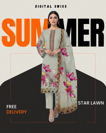 Digital Swiss by Star Lawn PK D#30015 Suit