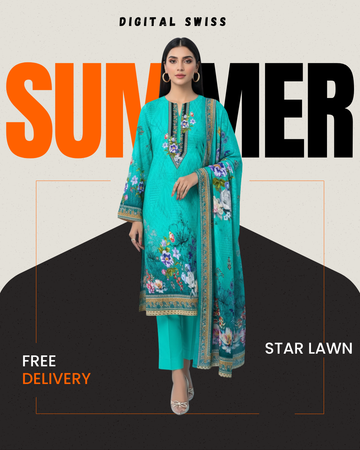 Digital Swiss by Star Lawn PK D#30019 Suit