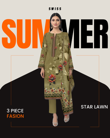 Digital Swiss by Star Lawn PK D#30054 Suit