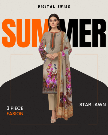 Digital Swiss by Star Lawn PK D#30034 Suit