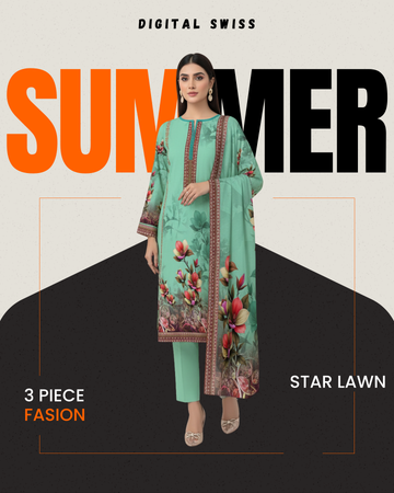 Digital Swiss by Star Lawn PK D#30027 Suit