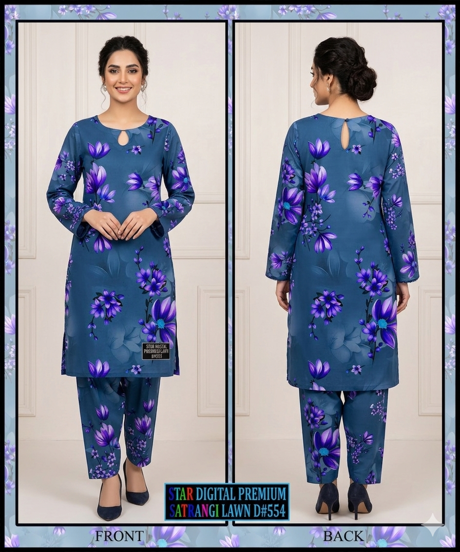 Premium Satrangi Lawn Single D#554