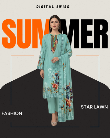 Digital Swiss by Star Lawn PK D#30002 Suit
